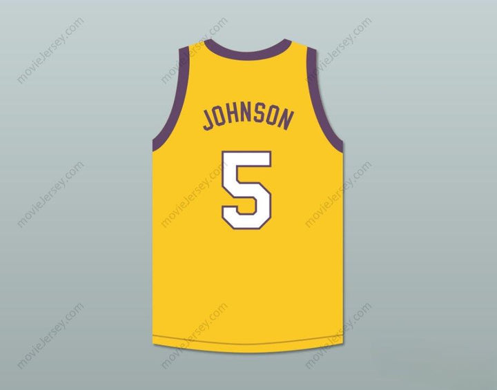 PERSONALIZABLE cualquier nombre número SAFFRON JOHNSON 5 CAMISETA BALONCESTO AMARILLA MADTV SKIT Cosido S-6XL