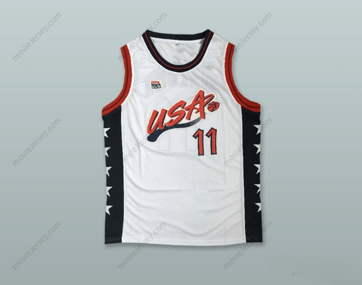 PERSONALIZADO CUALQUIER Nombre Número 1996 KARL MALONE 11 EE. UU. EQUIPO LOCAL CAMISETA DE BALONCESTO Superior Cosido S-6XL