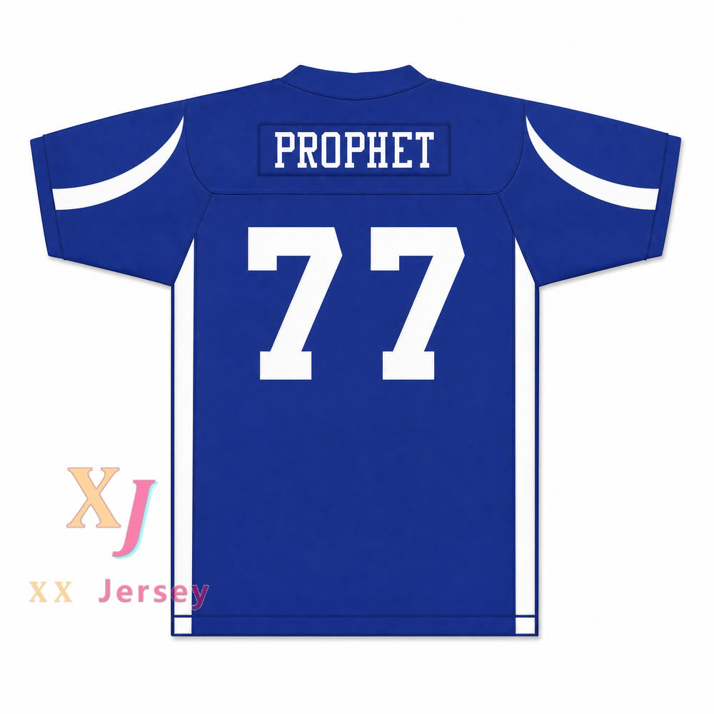 King Princess 77 Prophet Blue Football Jersey — blue back view