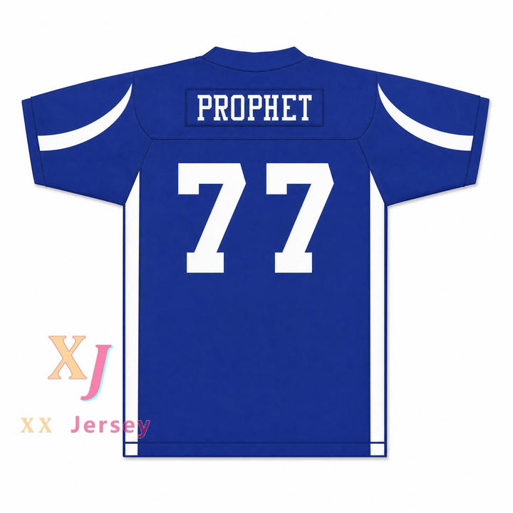 King Princess 77 Prophet Blue Football Jersey — blue back view
