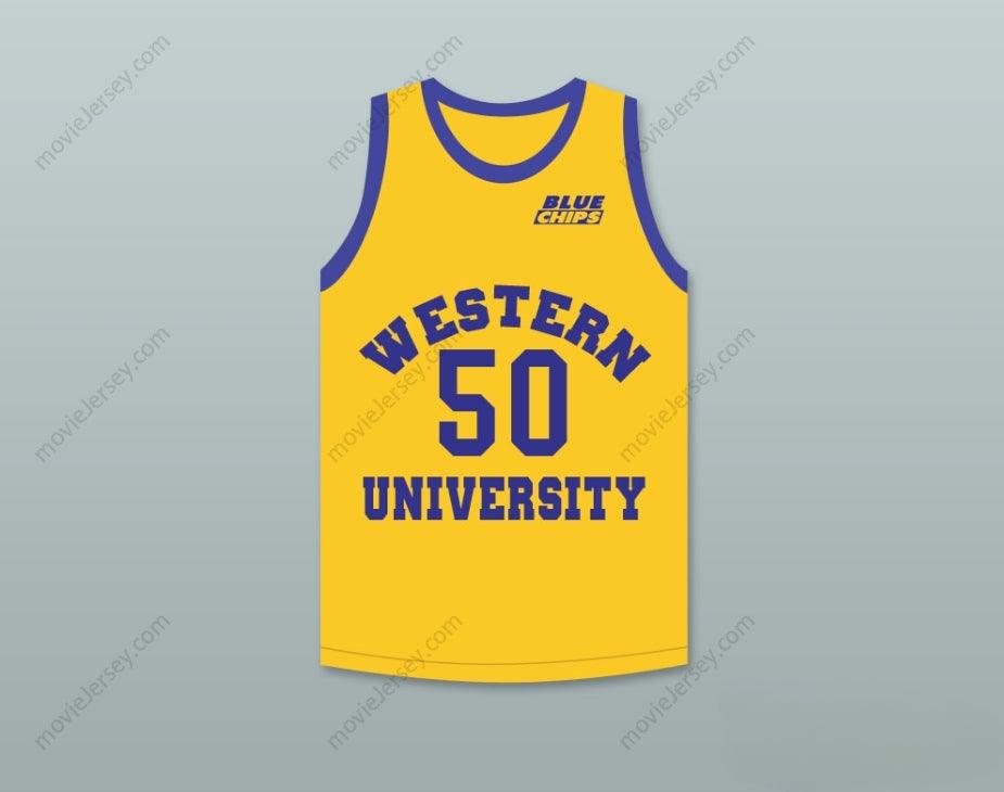 CUSTOM ANY Name Number SHAQ NEON BOUDEAUX 50   YELLOW BASKETBALL JERSEY WITH BLUE CHIPS PATCH Top Stitched S-6XL