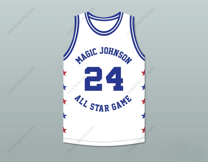 PERSONALIZADO Cualquier Nombre Número REGGIE THEUS 24 MAGIC JOHNSON ALL STAR GAME CAMISETA DE BALONCESTO BLANCA 1988 EVENTO BENÉFICO MIDSUMMER NIGHT'S MAGIC Cosido Superior S-6XL