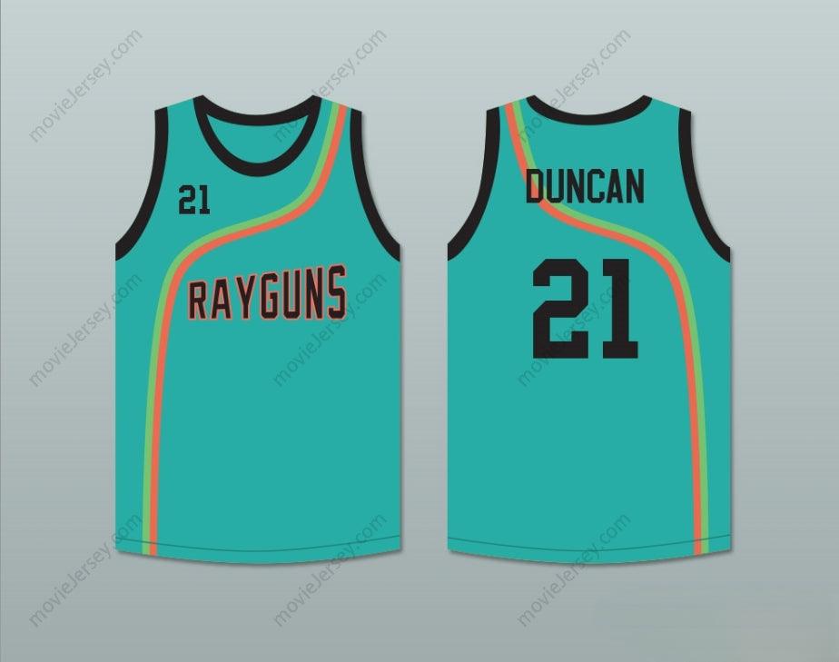 CUSTOM ANY Name Number TIM DUNCAN 21 ROSWELL RAYGUNS TEAL BASKETBALL JERSEY Top Stitched S-6XL