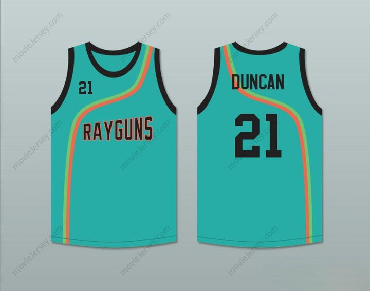 CUSTOM ANY Name Number TIM DUNCAN 21 ROSWELL RAYGUNS TEAL BASKETBALL JERSEY Top Stitched S-6XL