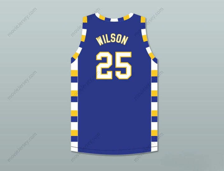 PERSONALIZA CUALQUIER Nombre Número BEN WILSON 25 SIMEON CAREER ACADEMY WOLVERINES CAMISETA BALONCESTO AZUL REY Parte Superior Cosido S-6XL