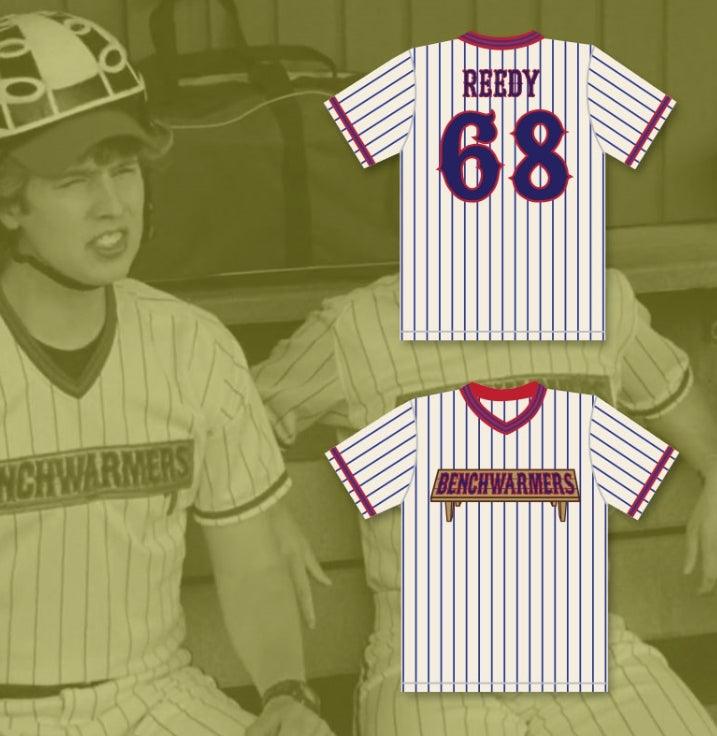 Jersey de béisbol a rayas con nombre y número personalizado CLARK REEDY 68 BENCHWARMERS, costuras superiores S-6XL