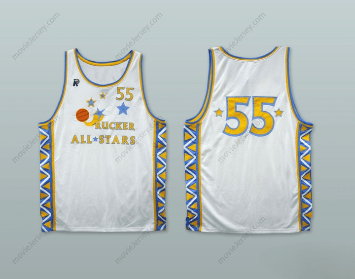 PERSONALIZADO Cualquier Nombre Número 1996 ESTILO RUCKER ALL STARS 55 CAMISETA BALONCESTO Blanca Cosida S-6XL