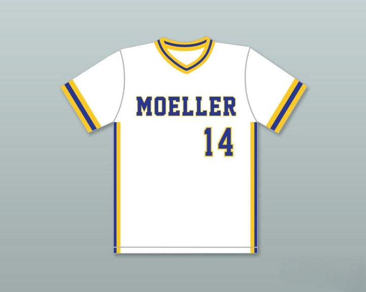 Camiseta de béisbol blanca con nombre y número personalizados BARRY LARKIN 14 ARCHBISHOP HIGH SCHOOL CRUSADERS, doble costura superior, tallas S-6XL