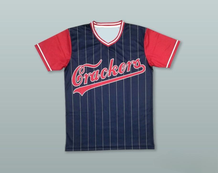 Personalizada Cualquier Nombre Número CRACKERS 8 AZUL RAYAS BÉISBOL CAMISETA Parte Superior Cosida S-6XL
