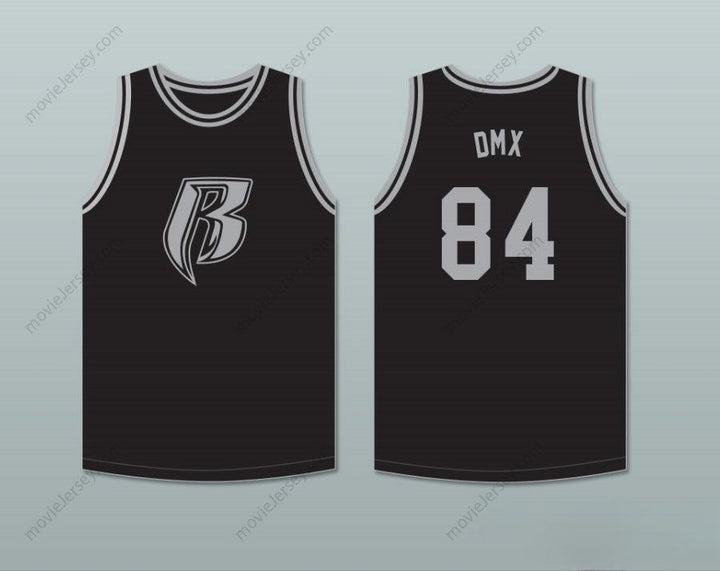 PERSONALIZA CUALQUIER Nombre Número DMX 84 ROUGH RYDERS CAMISETA DE BALONCESTO NEGRA 1 Costura superior S-6XL