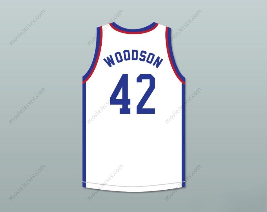 PERSONALIZADA Cualquier Nombre Número MIKE WOODSON 42 JUEGO DE LARRY CAMISETA BALONCESTO BLANCA 1988 EVENTO BENÉFICO Costura Superior S-6XL