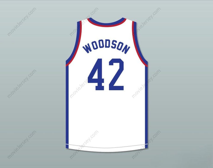 PERSONALIZADA Cualquier Nombre Número MIKE WOODSON 42 JUEGO DE LARRY CAMISETA BALONCESTO BLANCA 1988 EVENTO BENÉFICO Costura Superior S-6XL