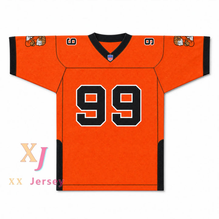CAMISETA DE FÚTBOL DORGHU 99 ORC FOGTEETH, NEGRO/NARANJA, CON PARCHES PERSONALIZADOS Y DOBLE COSTURA, TALLAS S-6XL