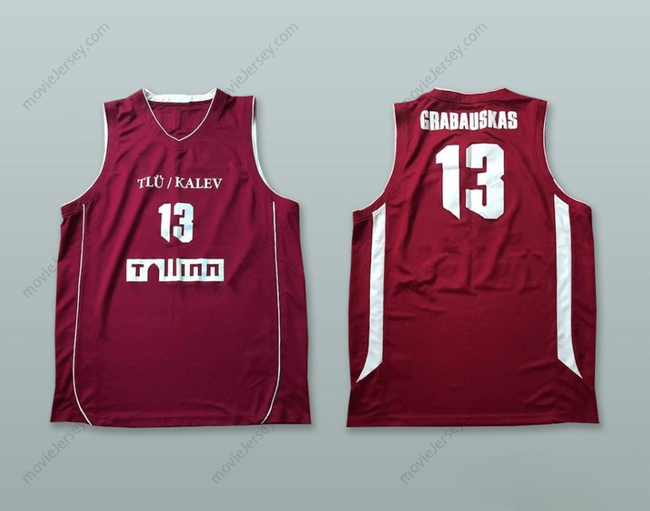 PERSONALIZA CUALQUIER Nombre Número ROBERTAS GRABAUSKAS 13 A.C. TALLINNA KALEV ESTONIA MAROON CAMISETA DE BALONCESTO Superior Cosida S-6XL