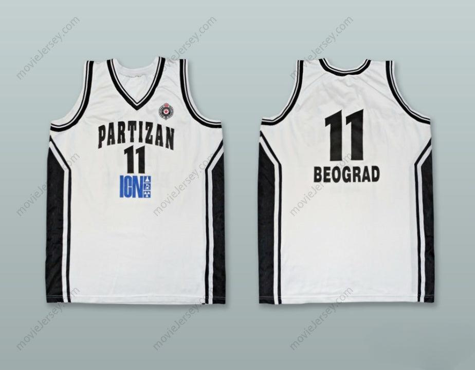 CUSTOM ANY Name Number PARTIZAN BELGRADE 11 WHITE BASKETBALL JERSEY Top Stitched S-6XL