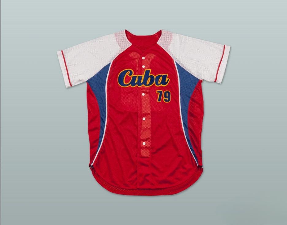 Camiseta de béisbol roja con nombre y número personalizados (JOSE ABREU 79 CUBA), cosida, tallas S-6XL