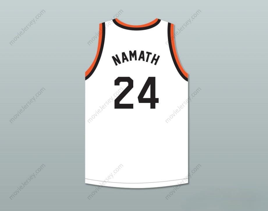 CAMISETA DE BALONCESTO BLANCA JOE NAMATH 24 BEAVER FALLS HIGH SCHOOL TIGERS, CUALQUIER NOMBRE Y NÚMERO, 2 Cosida, Tallas S-6XL