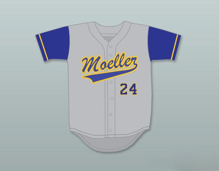 Camiseta de béisbol gris de los Crusaders de la escuela secundaria Archbishop con el número 24 de Ken Griffey Jr. personalizada con cualquier nombre, 4 costuras superiores S-6XL