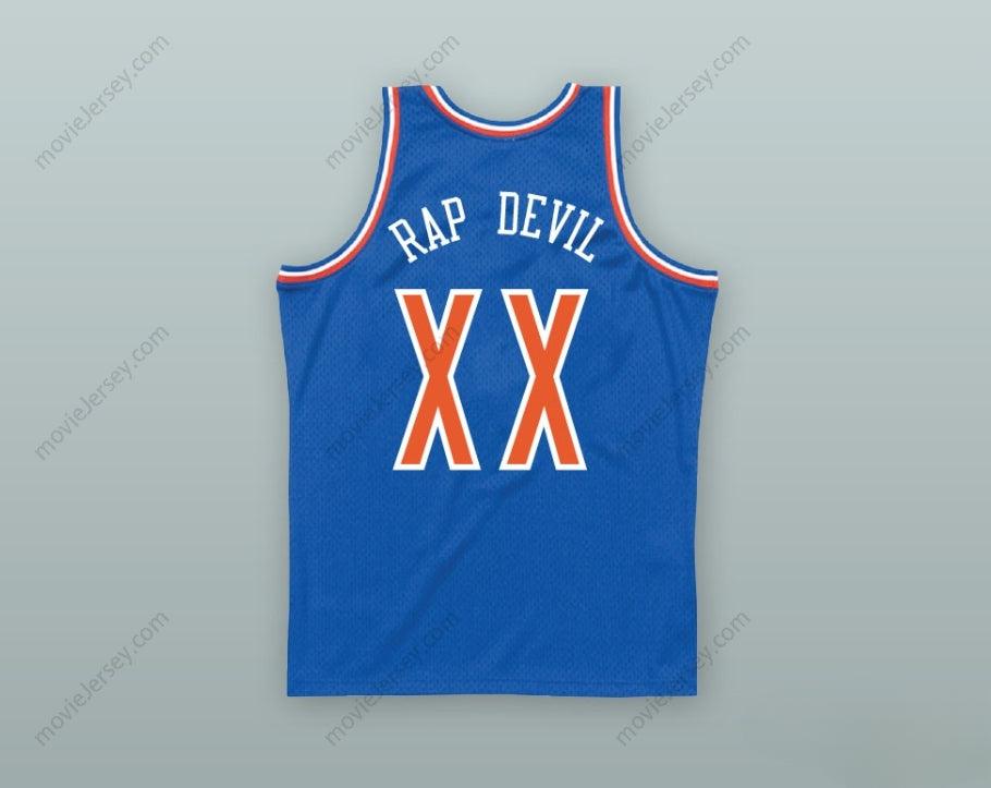 PERSONALIZA Cualquier Nombre Número MGK XX RAP DEVIL VIEJA ESCUELA AZUL CAMISETA BALONCESTO Cosida S-6XL