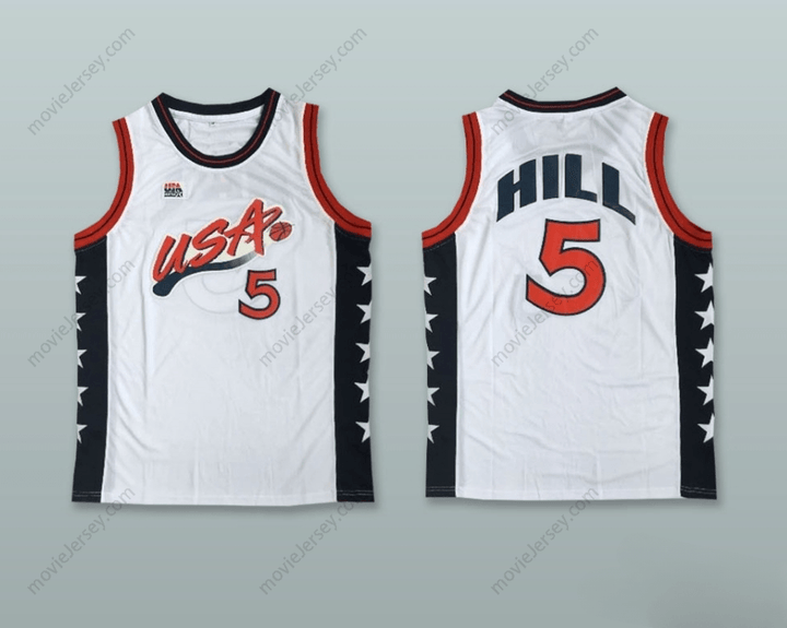 PERSONALIZADO Cualquier Nombre Número 1996 GRANT HILL 5 USA TEAM CAMISETA DE BALONCESTO LOCAL Cosida Tallas S-6XL