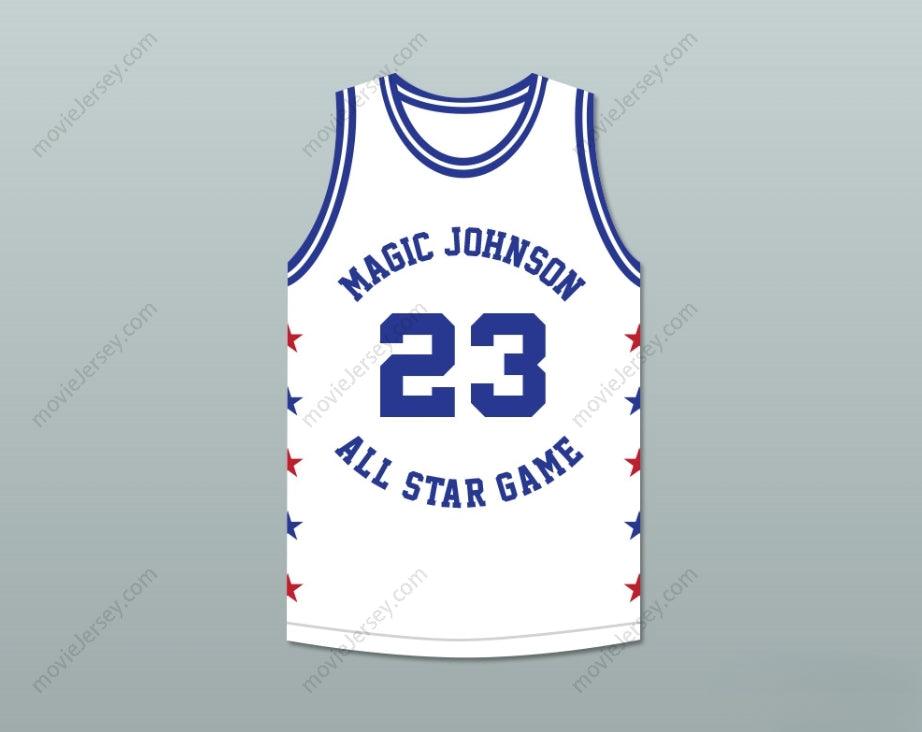 PERSONALIZADA Cualquier Nombre Número MICHAEL 23 MAGIC JOHNSON ALL STAR GAME CAMISETA BALONCESTO BLANCA 1989 EVENTO BENÉFICO MIDSUMMER NIGHT'S MAGIC Parte Superior Cosida S-6XL