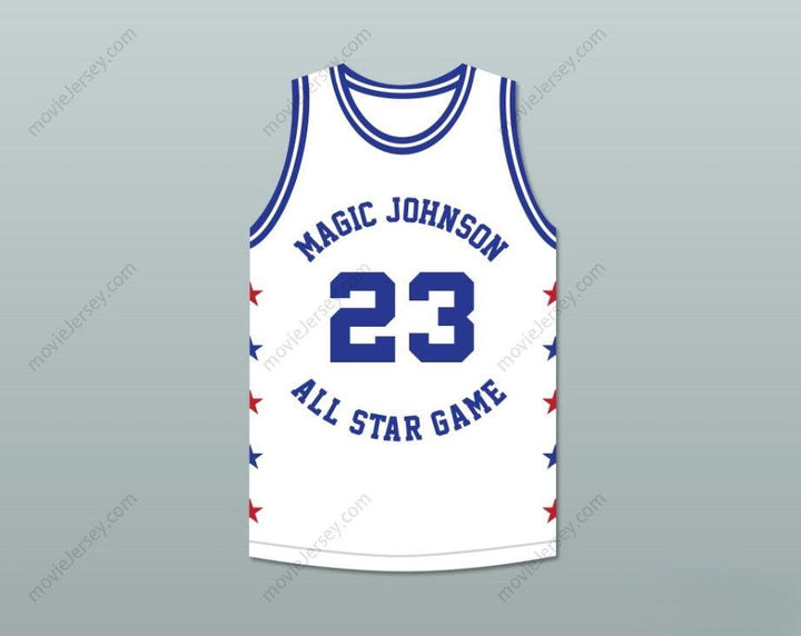 PERSONALIZADA Cualquier Nombre Número MICHAEL 23 MAGIC JOHNSON ALL STAR GAME CAMISETA BALONCESTO BLANCA 1989 EVENTO BENÉFICO MIDSUMMER NIGHT'S MAGIC Parte Superior Cosida S-6XL
