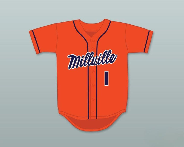 Camiseta de béisbol naranja MIKE TROUT 1 THUNDERBOLTS DE PREPARATORIA personalizada con cualquier nombre y número, talla S-6XL, costuras dobles.