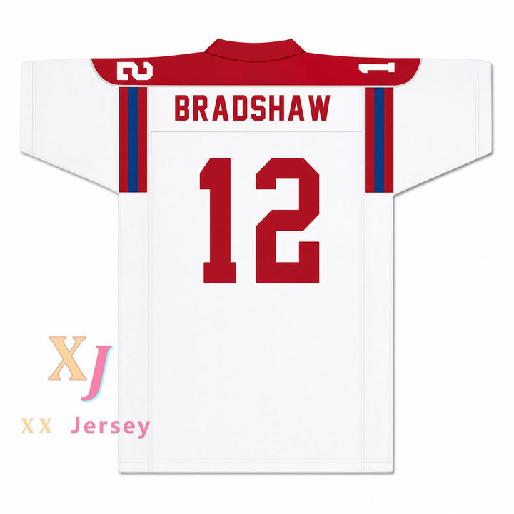 CAMISETA DE FÚTBOL BLANCA DE LOS KNIGHTS DE TERRY BRADSHAW 12 DE SECUNDARIA PERSONALIZADA Todas las tallas S-6XL