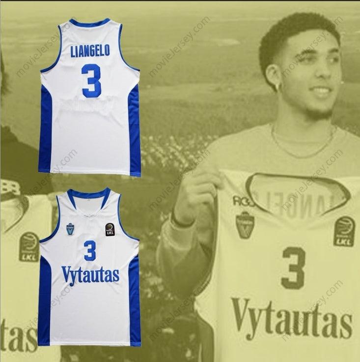PERSONALIZA CUALQUIER Nombre Número LIANGELO BALL 3 LITUANIA VYTAUTAS BLANCA CAMISETA BALONCESTO Cosida S-6XL