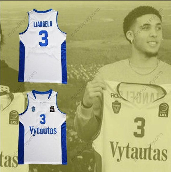 PERSONALIZA CUALQUIER Nombre Número LIANGELO BALL 3 LITUANIA VYTAUTAS BLANCA CAMISETA BALONCESTO Cosida S-6XL
