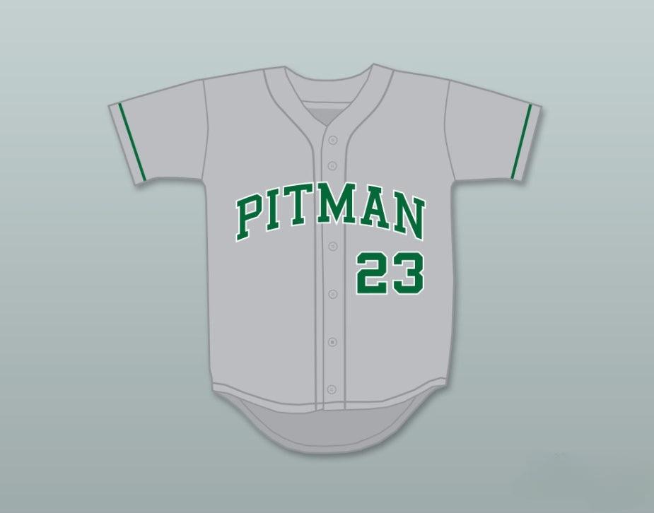 Camiseta de béisbol gris de orgullo de la escuela secundaria John H. Pitman con nombre y número personalizados (Colin Kaepernick 23), 1 cosida, tallas S-6XL