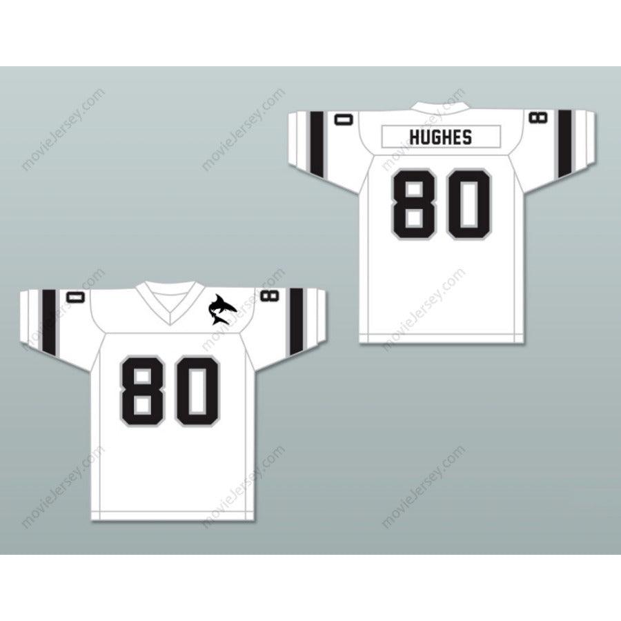 CAMISETA DE FÚTBOL AMERICANA PERSONALIZADA CON NOMBRE Y NÚMERO 1974 WFL DENNIS HUGHES 80 JACKSONVILLE SHARKS DE VISITANTE Cosida Tallas S-6XL
