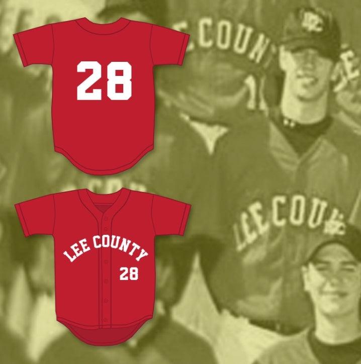 Camiseta de béisbol ROJA DE LOS TROJANOS DE LA ESCUELA SECUNDARIA DEL CONDADO DE LEE, con el número 28 de BUSTER POSEY y cualquier nombre personalizado, talla S-6XL, cosida.