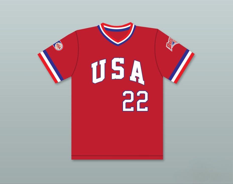Custom Any Name Number BARRY LARKIN 22 1984 USA TEAM RED BASEBALL JERSEY Top Stitched S-6XL