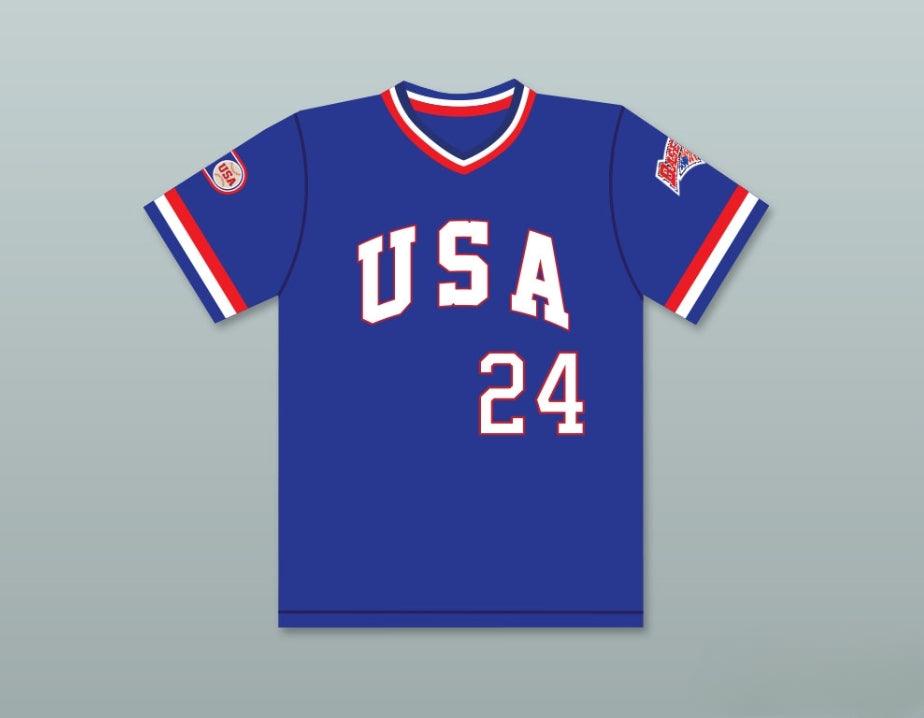 Personalizado Cualquier Nombre Número B.J. SURHOFF 24 1984 Equipo de USA Jersey de Béisbol Azul Costura Superior Tallas S-6XL