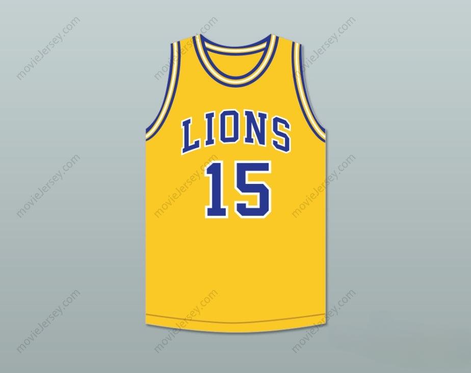 CUSTOM ANY Name Number JEFF HORNACEK 15 LYONS TOWNSHIP HIGH SCHOOL LIONS YELLOW GOLD BASKETBALL JERSEY 1 Top Stitched S-6XL