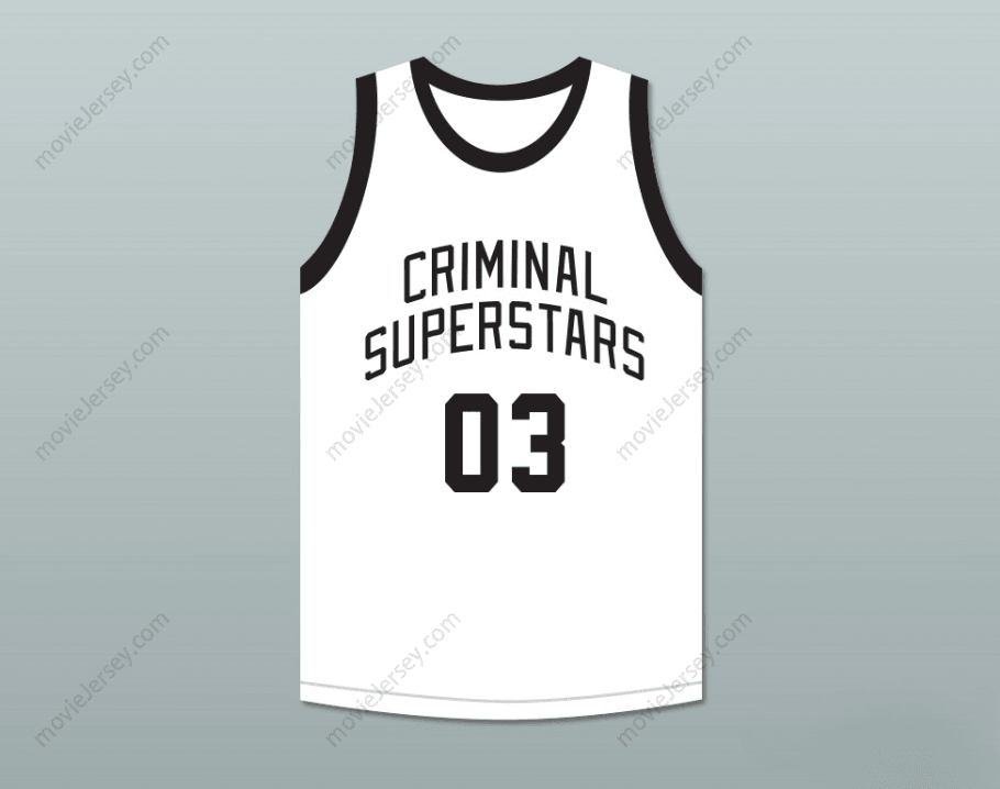 CUSTOM ANY Name Number BONNIE & CLYDE CRIMINAL SUPERSTARS CLYDE 03 WHITE BASKETBALL JERSEY Top Stitched S-6XL
