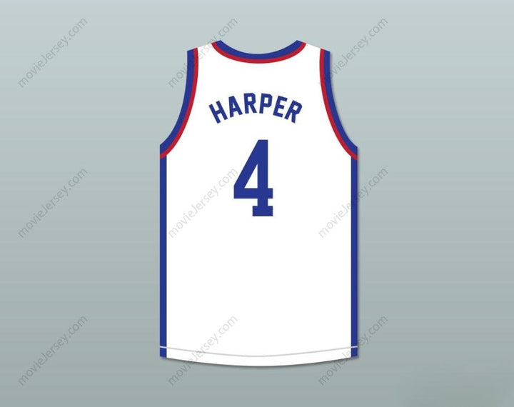 PERSONALIZA Cualquier Nombre Número RON HARPER 4 LARRY'S GAME CAMISETA BALONCESTO BLANCA 1988 EVENTO BENÉFICO Costura Superior S-6XL