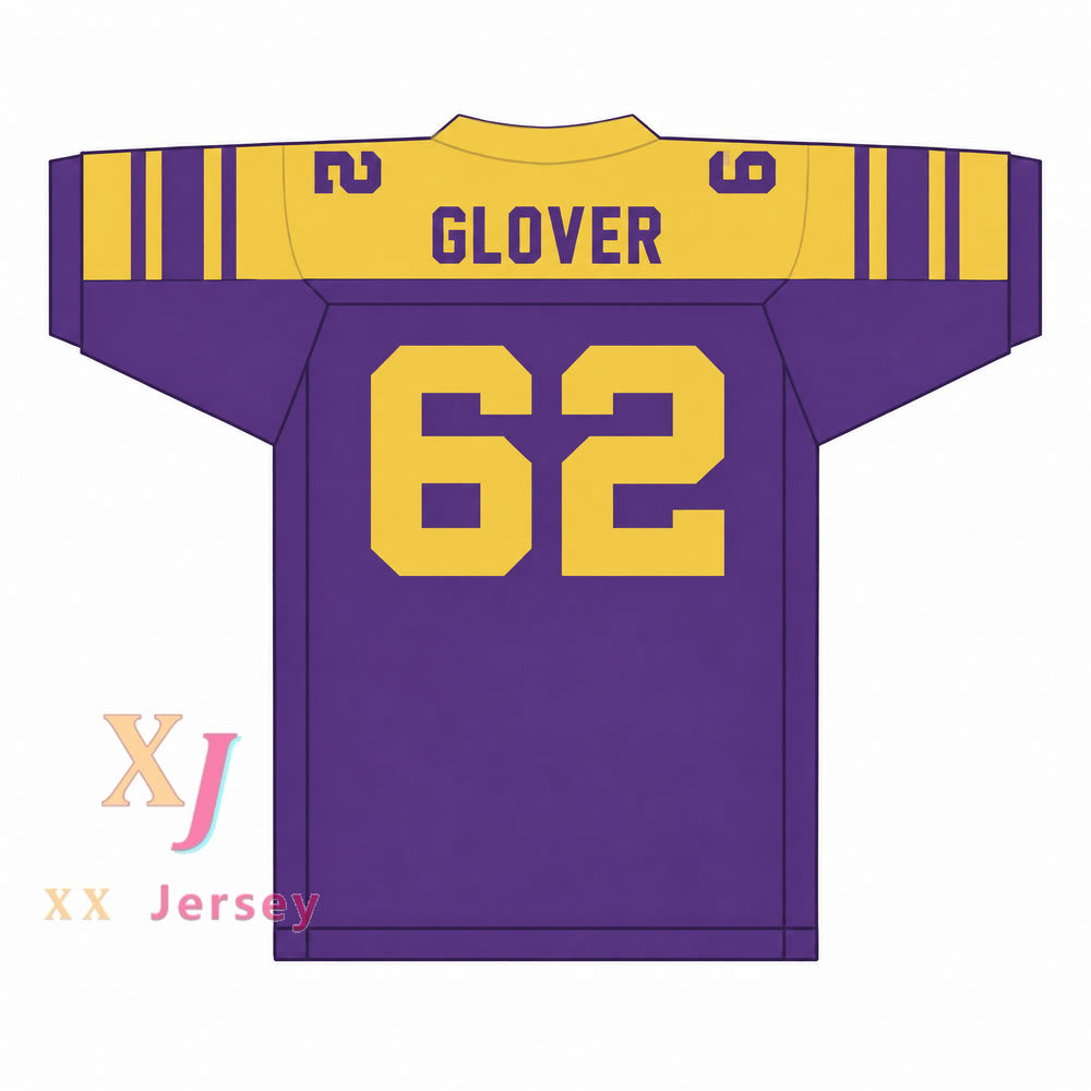 PERSONALIZADA CUALQUIER Nombre Número STEPHEN GLOVER 62 Camiseta de fútbol juvenil MORADA Parte superior cosida S-6XL