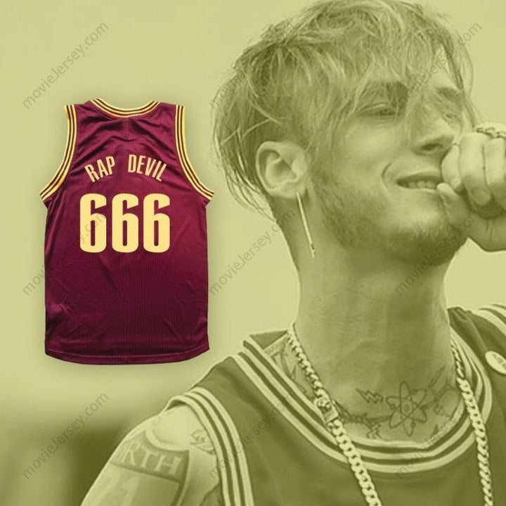 CUSTOM ANY Name Number MGK 666 RAP DEVIL MAROON BASKETBALL JERSEY Top Stitched S-6XL