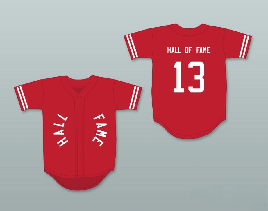 Camiseta de béisbol personalizada con cualquier nombre y número HALL OF FAME 13 ROJO, con costuras, tallas S-6XL