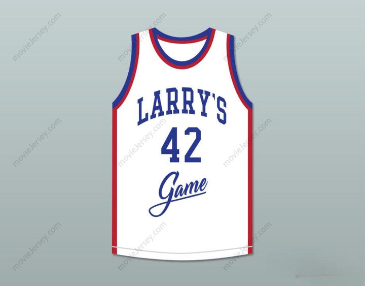PERSONALIZADA Cualquier Nombre Número MIKE WOODSON 42 JUEGO DE LARRY CAMISETA BALONCESTO BLANCA 1988 EVENTO BENÉFICO Costura Superior S-6XL