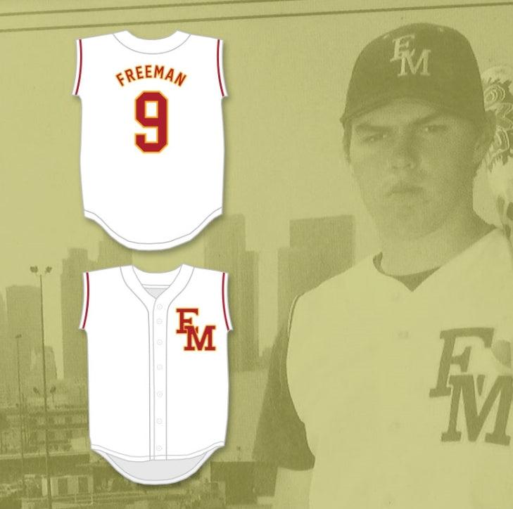 Camiseta de béisbol blanca con el número 9 y el nombre personalizado FREDDIE FREEMAN, de los Vanguards del Instituto EL MODENA, con doble costura, tallas S-6XL