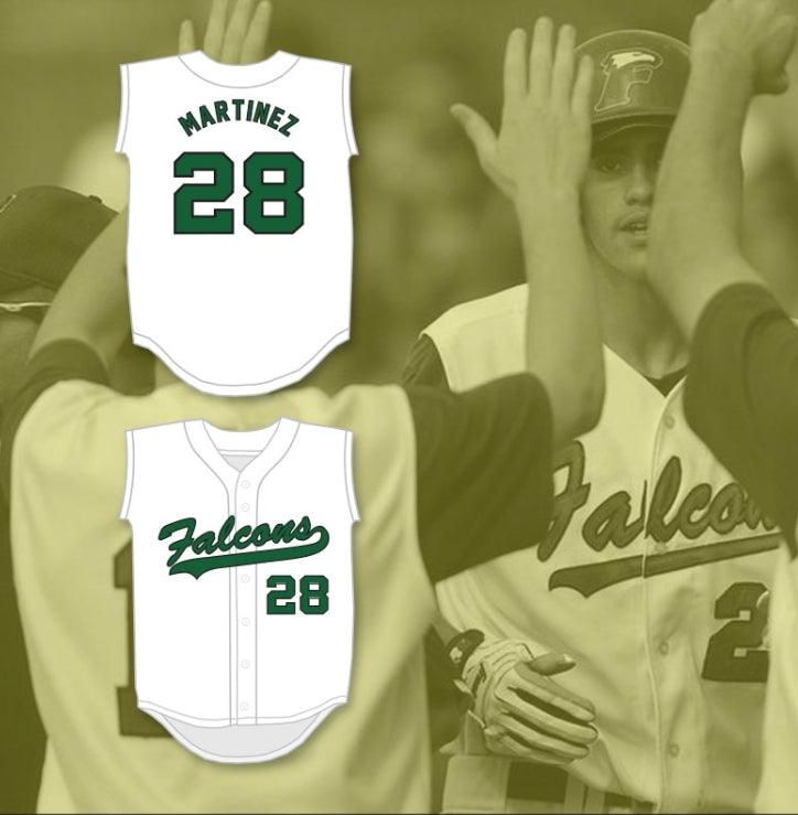 Camiseta de béisbol blanca con nombre y número personalizados JD MARTINEZ 28 CHARLES W. FLANAGAN HIGH SCHOOL FALCONS, 2 costuras superiores, S-6XL