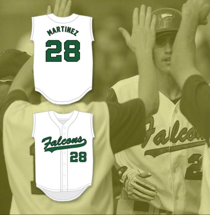 Camiseta de béisbol blanca con nombre y número personalizados JD MARTINEZ 28 CHARLES W. FLANAGAN HIGH SCHOOL FALCONS, 2 costuras superiores, S-6XL