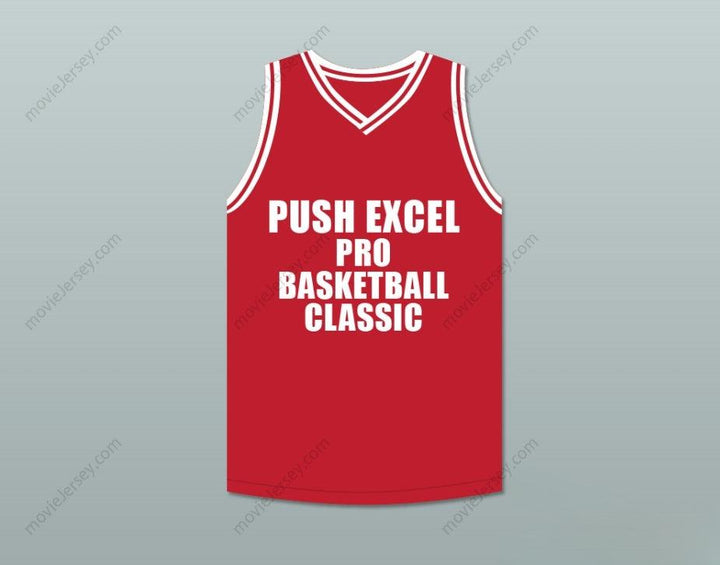 PERSONALIZA Cualquier Nombre Número KEVIN EDWARDS 22 PUSH EXCEL PRO BALONCESTO CLÁSICO CAMISETA ROJA DE BALONCESTO 1988 EVENTO BENÉFICO Costura Superior S-6XL