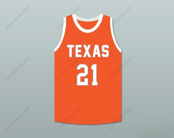 CUSTOM ANY Name Number ALEX CARUSO 21 TEXAS D1 AMBASSADORS  ORANGE BASKETBALL JERSEY 2 Top Stitched S-6XL