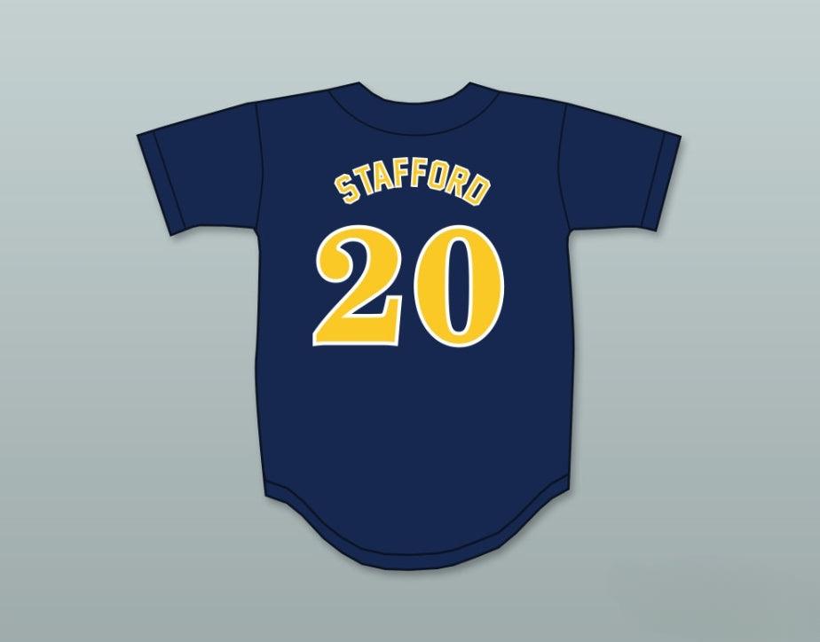 Custom Any Name Number MATTHEW STAFFORD 20 HIGHLAND PARK HIGH SCHOOL SCOTS NAVY BLUE BASEBALL JERSEY 4 Top Stitched S-6XL