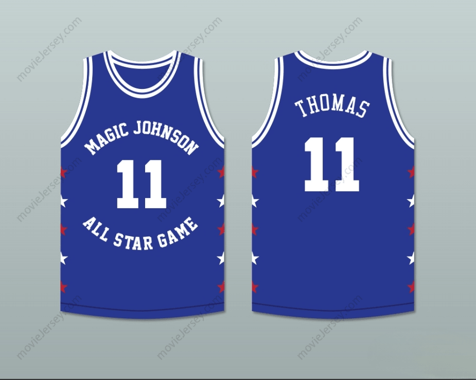 PERSONALIZA CUALQUIER Nombre Número ISIAH THOMAS 11 MAGIC JOHNSON CAMISETA DE BALONCESTO AZUL ALL STAR GAME 1989 EVENTO BENÉFICO MIDSUMMER NIGHT'S MAGIC Con Costura Superior S-6XL
