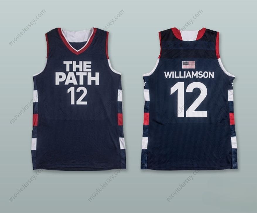 PERSONALIZA CUALQUIER Nombre Número ZION WILLIAMSON 12 THE PATH USA CAMISETA DE BALONCESTO AZUL MARINO Costura superior S-6XL